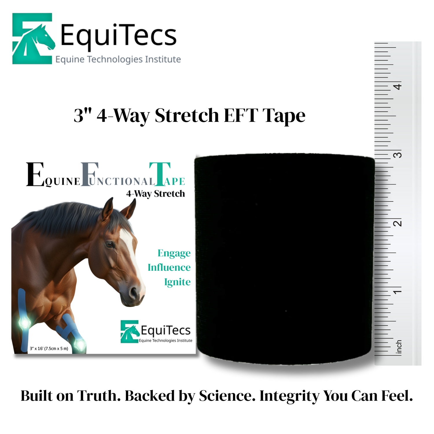 4‑way stretch tape for equine biomechanics taping and joint support - 3" single roll