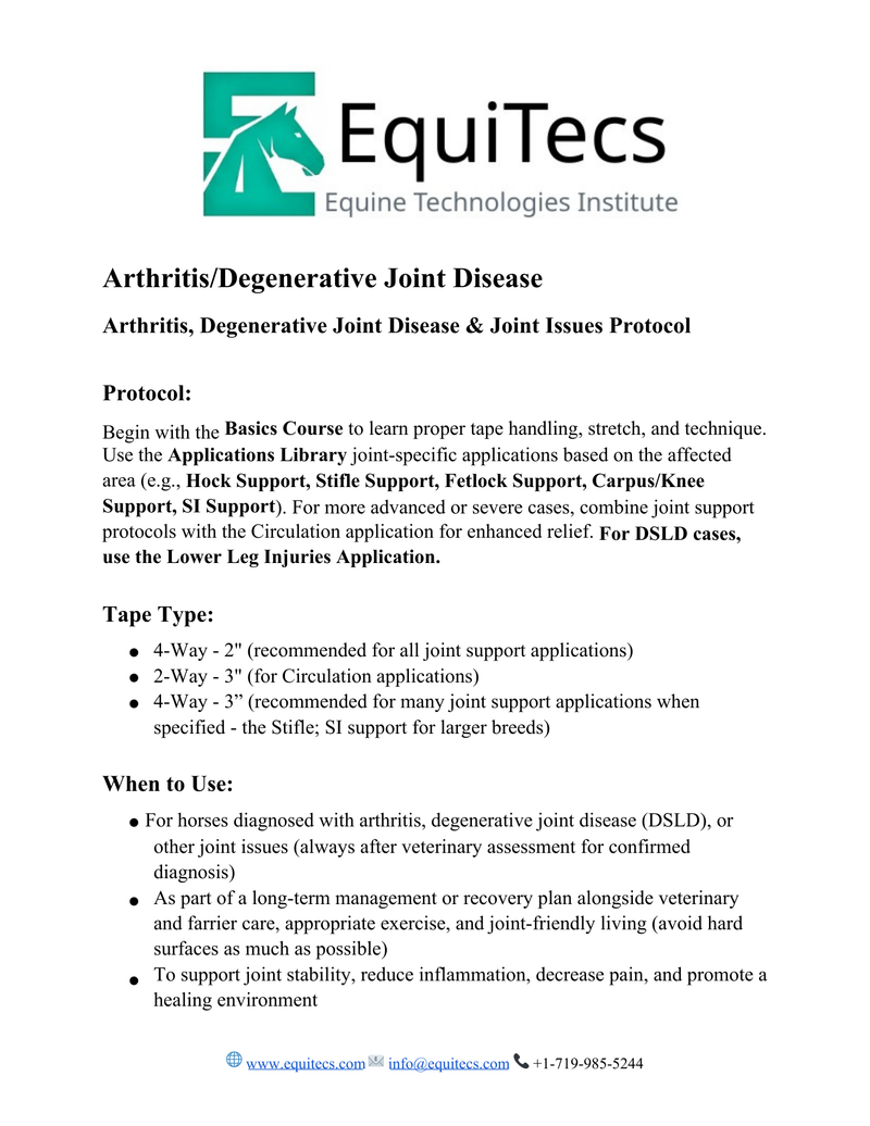 Arthritis/Degenerative Joint Disease Protocol