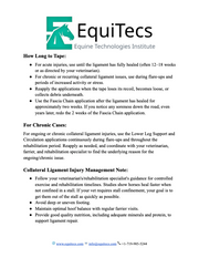 EquiTecs collateral ligament injury protocol outlining horse soft tissue taping timelines and rehab.