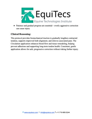 EquiTecs Contracted Tendons Protocol page 3 explaining biomechanical traction, tissue remodeling, and safe limb alignment.
