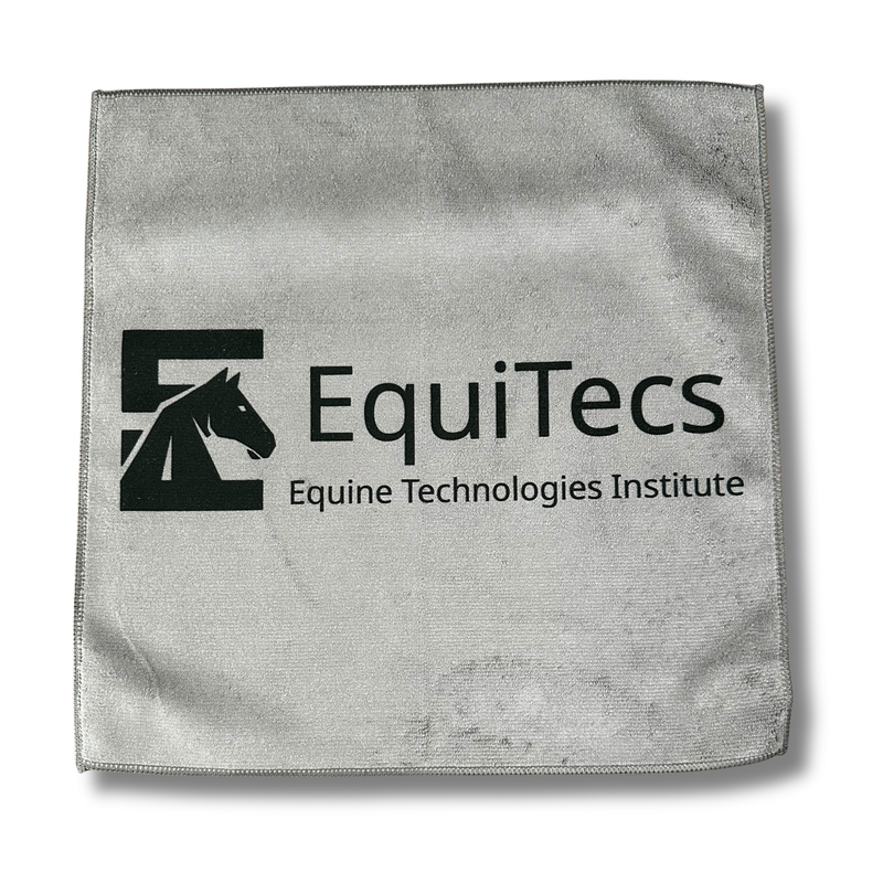 EquiTecs 16x16 microfiber surface prep towel for horse hair cleaning and tape adhesion priming.