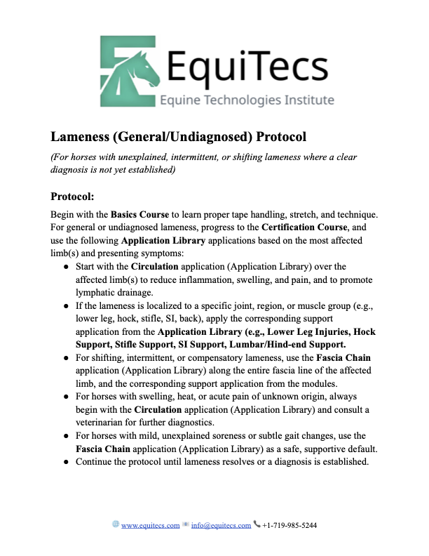 Lameness (General/Undiagnosed) Protocol