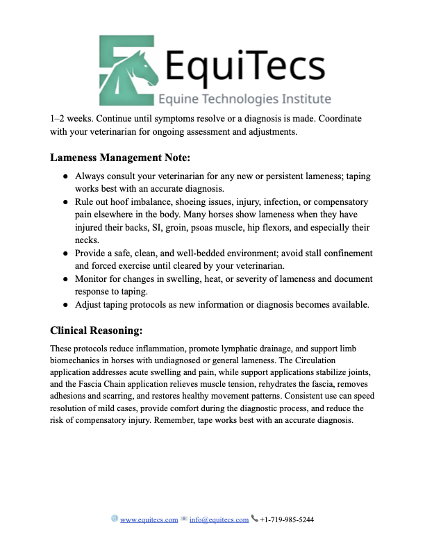 Lameness (General/Undiagnosed) Protocol