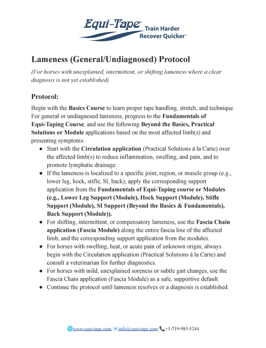 Lameness (General/Undiagnosed) Protocol