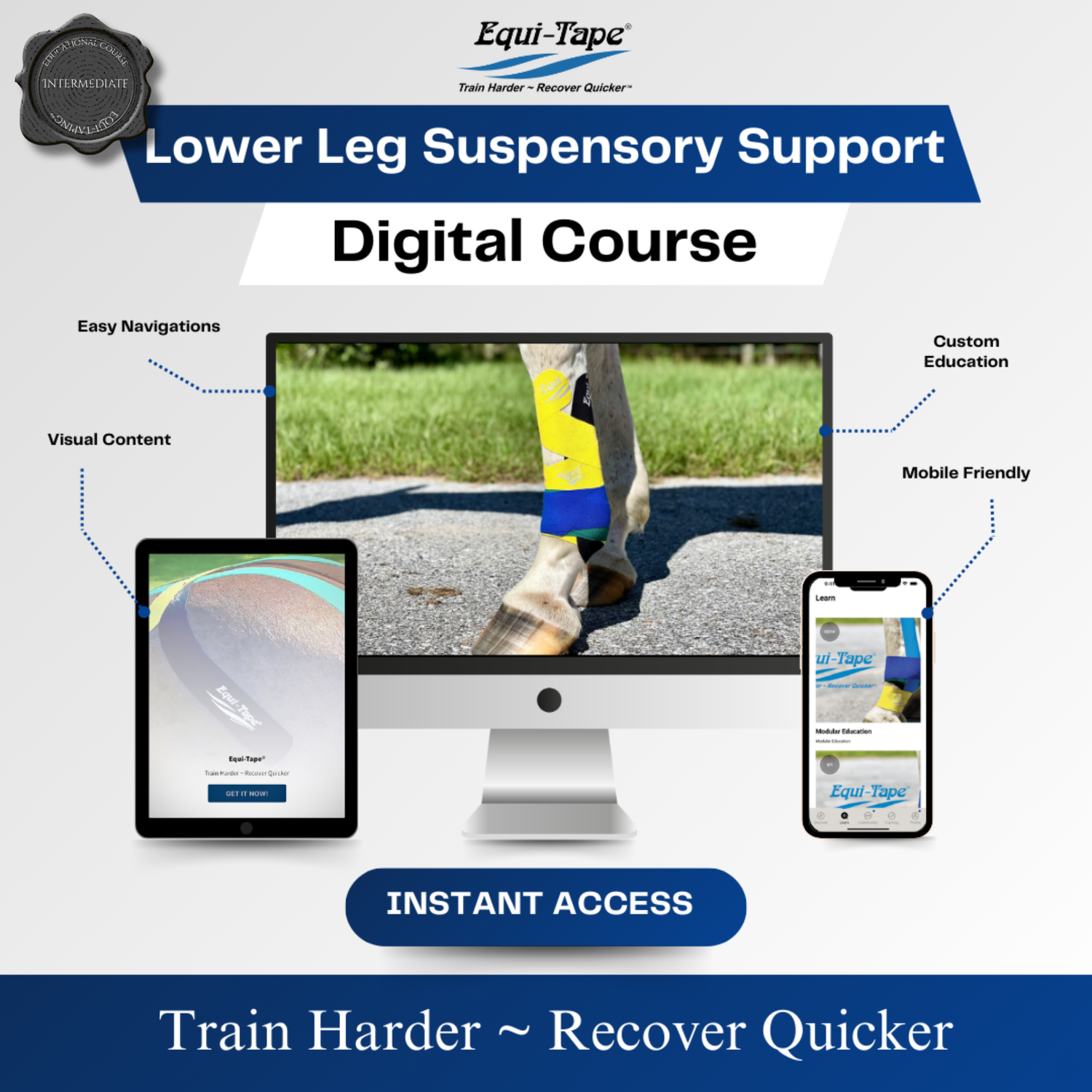 Equi-Tape Lower Leg Module - Level 2 - Suspensory Support. This module teaches lower leg anatomy, common injuries in the lower leg, such as the suspensory, DDFT, and SDFT. You'll learn the perfect application for these types of injuries and prevention. 