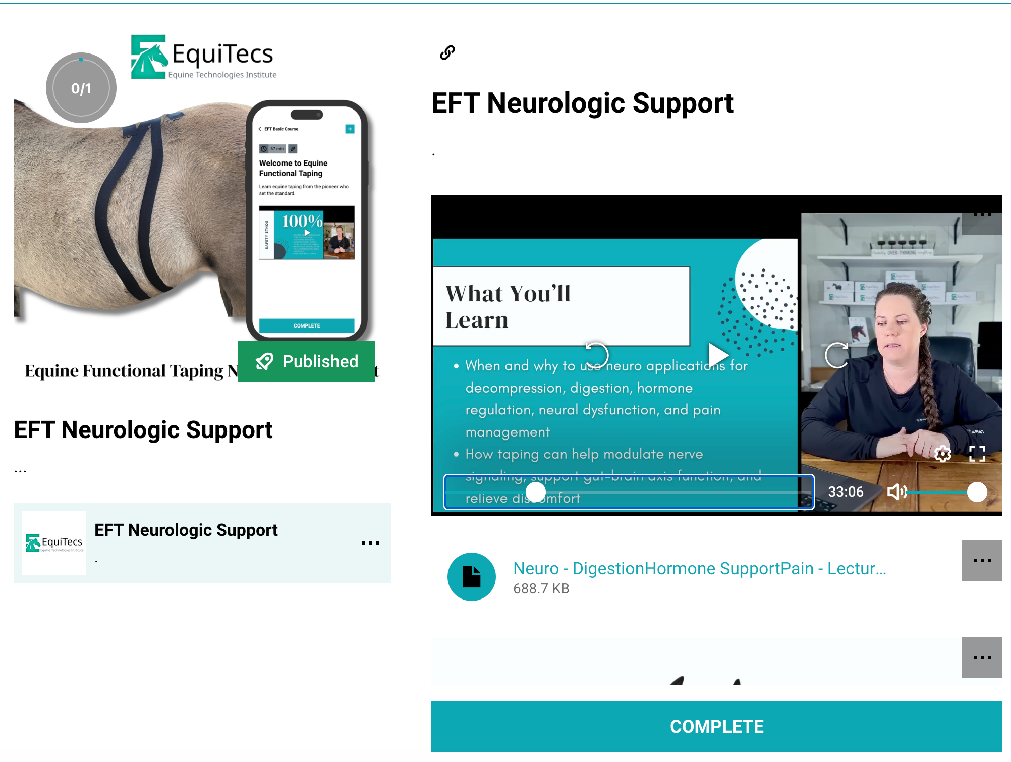EquiTecs EFT Neurologic Support course for nerve  taping for stringhalt, sidewinder gait, PSSM, parasite recovery, mare heat cycles, digestive distress, or nerve trauma.