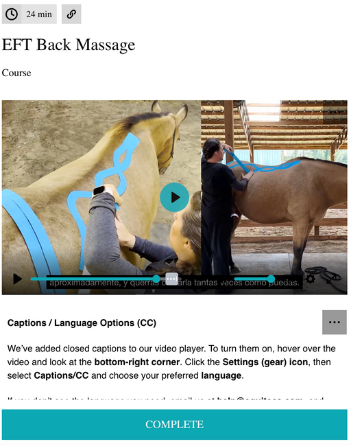 Equine functional taping method for horse back massage course to relieve fascia and muscle pain naturally.