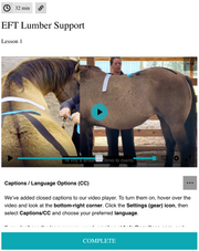 Equine Technologies Institute digital course for horse lumbar spine support, glute activation, and hind end weakness.