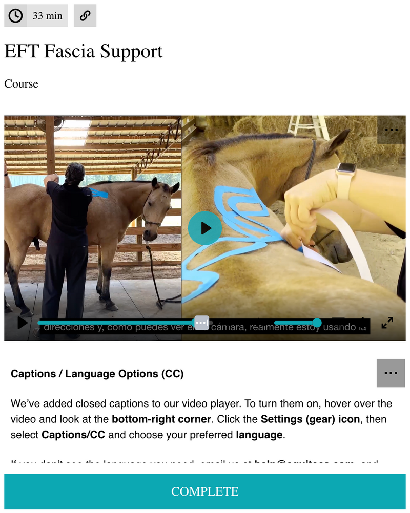 EquiTecs EFT Fascia Support digital course for continuous 24/7 myofascial release and tissue rehydration, targeting chronic stiffness and restricted mobility.