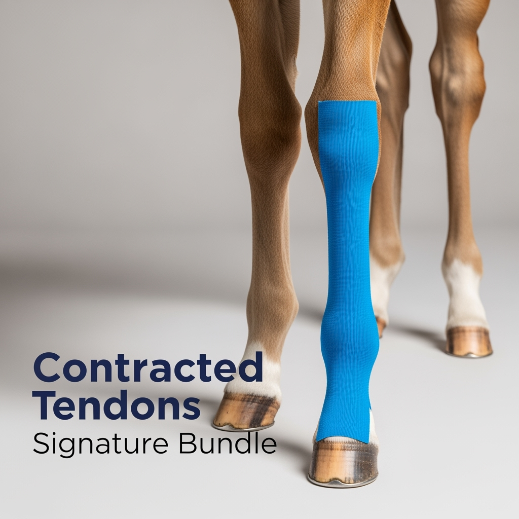 Non-surgical equine contracted tendon support for newborn foals using EquiTecs EFT taping.