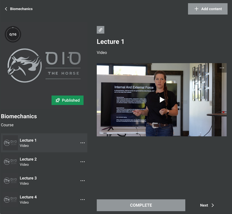 OIO Biomechanics Course preview from the course on the webpage edition. 
